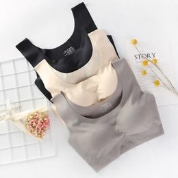 Upgrade Generation Ladies Women U-Shaped Seamless Bra Underwear Full Cup Running Gym Crop Top Push Up Ice Silk Lingerie Yoga Outfit