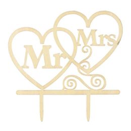 Wooden Mr & Mrs Cake Topper DIY Love Heart Wedding Cake Decorations Laser Cut Wood Letters Cake Topper ZC3493