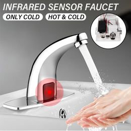 Hot & Cold Bathroom Automatic Touch Free Infrared Sensor Faucets Touchless Water Saving Inductive Electric Water Tap Mixer Power