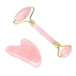 Guasha Tool Jade Roller for Face Gusha Massage Stones Set Beauty Gua Sha Facial Tools Skin Roller Massager Muscle Relaxing Relieve Wrinkles