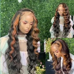 13x6 Lace Front Human Hairss Wig With Baby Hair Highlight Honey Blonde Laces Frontal Wig Peruvian Body Wave Humans Hairs For Women