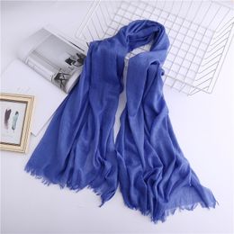 Plain Solid Cotton Scarf for Women Winter Warm Tassel Linen Pashmina Scarves Hijab Lady Foulard Shawls Wraps Bandana