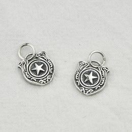 Pendant Necklaces Japanese Korean Style S925 Fine Silver DIY Parts Retro Thai Five-pointed Star Shield Women's