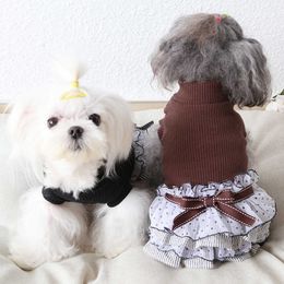 Cute Cake Polka Dot Dress Clothes Autumn Winter Cat Maid Dresses Festival Party Costumes For Puppy Small Pet Doggie