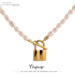 Designer Necklace Luxury Jewellery Elegant Natural Pearl Lock Pendant Titanium Steel Temperament Stainless 18 K Plated Choker