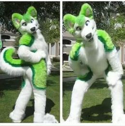 Factory direct sale green husky fursuit Mascot Costume plush Adult Size Halloween XMAS party Costumes