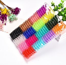 100 PCS Lots 3.5 CM Colourful Clear Coffee Rope Gum Rubber Ring Spiral Elastic Bands Hair Accessories For Women