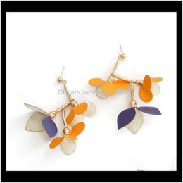 Charm Jewellery Pu Leather Flowers Chram Contrast Colour Earrings For Women Of Drop Delivery 2021 Qlp8N