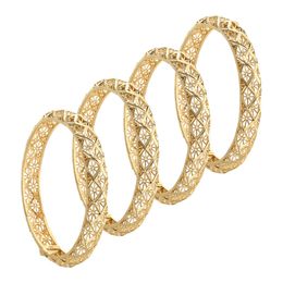 Dubai Gold Hollow Rhombus Cuff Bracelet For Women Wedding Bangles Africa Arab Bride Jewelry