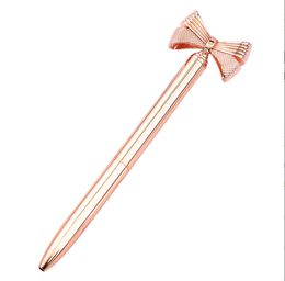 2022 NEW Rose Gold Metal Big Bow Ballpoint Pen Wedding Office School Writing Supplies Advertising Signature