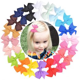 Solid Color Grosgrain Ribbon Hair Clips For Cute Girls Mini Hairpins Barrettes Headwear Kids Hair Accessories