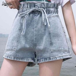 Summer Denim Shorts Women's High Waist Loose Straight Elastic Shorts Pants Women Short Jeans Women Short Femme 9695 210518