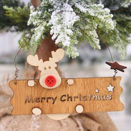 Christmas Wooden Hollow Out Letter Elk Pendant Alphabet Card Ornament Tree key ring Lovely New Year Decorations HH0020