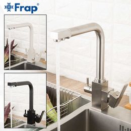 Frap Filter Kitchen Faucet Drinking Water Single Hole Black and cold Pure Water Sinks Deck Mounted Mixer Tap Y40103/-1/-2 210724
