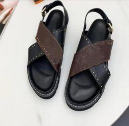 2022 Fashion-Women Men Sandal Luxury Designer Casual shoes Lady Gentlemen Colourful Canvas Letter Anatomic Leather slide flat shoes woman