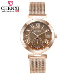 Chenxi New Brand Gold Casual Quartz Watch Women Leather or Full Steel Watches Luxury Watches Relogio Feminino Gifts Clock 2021 Q0524