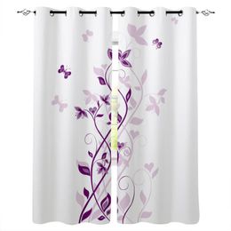 Butterfly Flower Cane Vine White Blackout Curtain For Kids Room Bedroom Cartoon Window Children Cortinas & Drapes