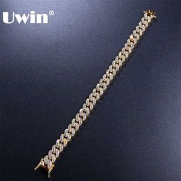 UWIN 9mm Cubic Zirconia Cuban Link Bracelets For Men Women Fashion Hiphop Gold Silver Color Bling Bracelet Jewelry Drop 211124