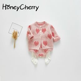 Baby Girl Cardiganand baby romper Suit Flocking Love Jacket (Sweaters and need to be purchased separately) 210515