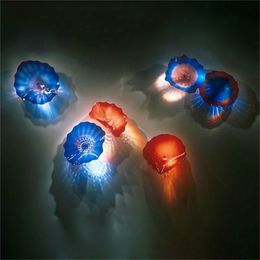 Art Decor Creative Lamp Blue Red Indoor Hand Blown Sconce Craft Glass Bedroom Wall Decoration for Home Hotel Projects 20 to 45 CM