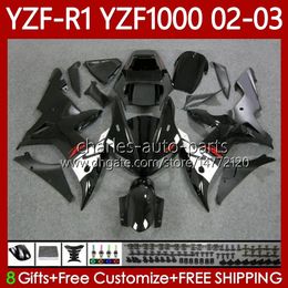 OEM glänzend schwarze Karosserie für Yamaha YZF R1 1000CC YZF-1000 YZF-R1 2000-2003 Karosserie 90No.114 YZF R 1 1000 CC YZF1000 2002 2003 2000 2001 YZFR1 02 03 00 01 Motorradverkleidung