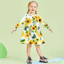 Baby / Toddler Girl Sunflower Print Long-sleeve Dress 210528