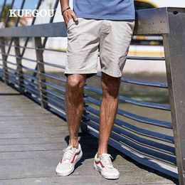 KUEGOU shorts fashion men pure Colour Micro elastic Straight type slim shorts men khaki Pants Men's shorts summer size KK-2901 H1210