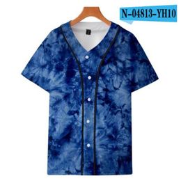 Man Summer Baseball Jersey Buttons T-shirts 3D Printed Streetwear Tees Shirts Hip Hop Clothes Good Quality 014
