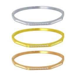 Bangle Titanium Stainless Steel Bracelet For Women Crystal Fashion Charm Gold Colour Natural Stones African Jewellery Dubai