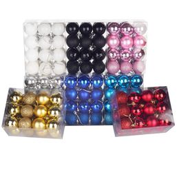 Christmas Tree Decoration Glitter Ball Pendant 24Pcs/Box Xmas Solid Color Plastic Balls Party Supplies Festival Hanging Decor BH4988 WLY