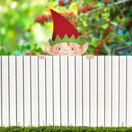 Christmas Decorations Peeks At Santa's Cute Cartoon Charming Home Decor Suitable For Parking Fence Peeping Santa Decoration