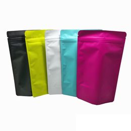 2021 12x20cm Matte Colorful Aluminum Foil Stand Up Zipper Lock Packaging Bag Mylar Foil Powder Dry Flower Storage Pouch Retail Pack Bag