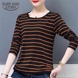 Fashion shirts womens spring long sleeve striped T tops plus size 3XL casual t 1714 50 210506
