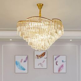 Pendant Lamps Modern Crystal Chandeliers Lighting Fixtures Round Gold Luxury Luminaire Living Room Bedroom Decoration Hanging Lamp