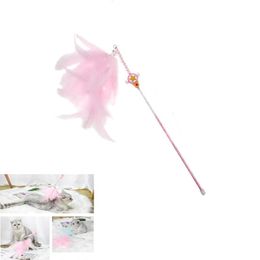 Cat Toys Feather Teaser Stick With Bell Funny Kitten Entertainment Interactive Toy Beautiful Girl Fairy