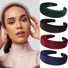 Solid Colour Sponge Headbands Bezel Hair Hoop For Women Winter Thick Hairbands Headwear Elastic Hair Accessories