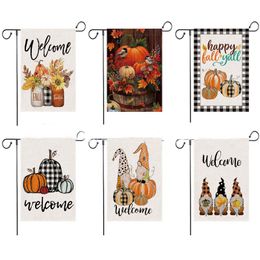 Fall Welcome Garden Flag Floral Thankful 12*18 Halloween Inch Double Sided Vertical Rustic Farmhouse Yard Seasonal Holiday Outdoor Decor HH21-637