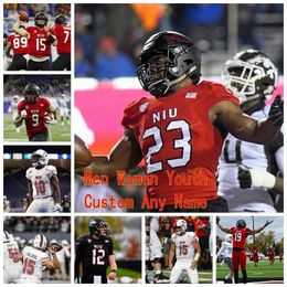 Custom Northern Illinois Huskies NIU College Football Jerseys 2 Lance Deveaux Jr. 21 Erin Collins 21 Marcus Jones 22 Tre Harbison Stitched