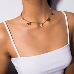 Fashion Choker Necklace Lovely Golden Silver Plated Butterfly Necklaces Short Women Summer Jewellery