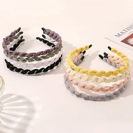 Fashion All-match Bright Silk Fabric Sweet Candy Colour Metal Hair Band Headband for Women Girl Accessories Headwear