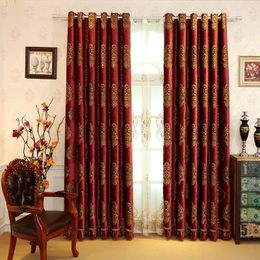 Curtain & Drapes Luxury Chenille Curtains For Bedroom Living Room Red Jacquard European Windows Sheer Tulle Custom