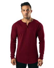 Mens T Shirts Casual Gym Clothing Fitness Fashion Extend Hip Hop Autumn Long Sleeve Cotton Bodybuilding Muscle