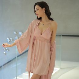 Fashionable Sexy Chiffon Homewear Set Summer Sling Pajamas Sale 210520