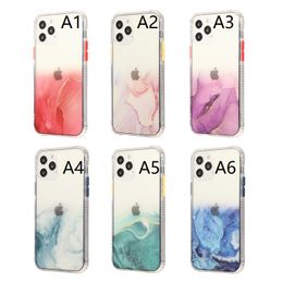 Gradient Transparent Marble Phone Cases For iphone 11 12 mini Pro Max XS XR 8 7 6S Plus Acrylic soft TPU Shockproof Cover