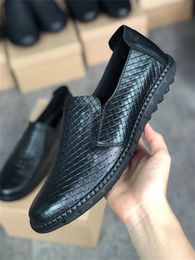 High Quality Designer Mens Dress Shoes Luxury Loafers Driving Genuine Leather Italian Slip on Black Casual Shoe Breathable With Box 060