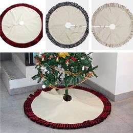 Sublimation White Blank 39.4inch Christmas Tree Skirts Christmas Decorations Linen Heat Transfer Printing Skirts 3 Color Single Side Decore By Air A12