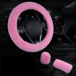 Steering Wheel Covers 3pcs/Set Fluffy Thick Auto Car Plush Cover Soft Wool Winter 38cm Men's And Women's
