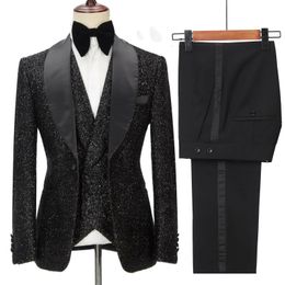 Classic Wedding Tuxedos Men's Suits Slim Fit Suit for Men Coat Pants Vest Tuxedo Blazers Bridal Party Singer Groom 3 Pieces Custom Made