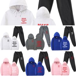 2020 New Fashion Streetwear Men Fleece 2 piece set MAKE MONEY NOT FRIENDS Hoodies Sets Men Women Tracksuit Sweatpants Suit X0610