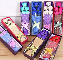 Three Flowers And Bear Artificial Soap Roses With Little Cute Teddy Bears Delicate Boxed Five Immortal Flower Or